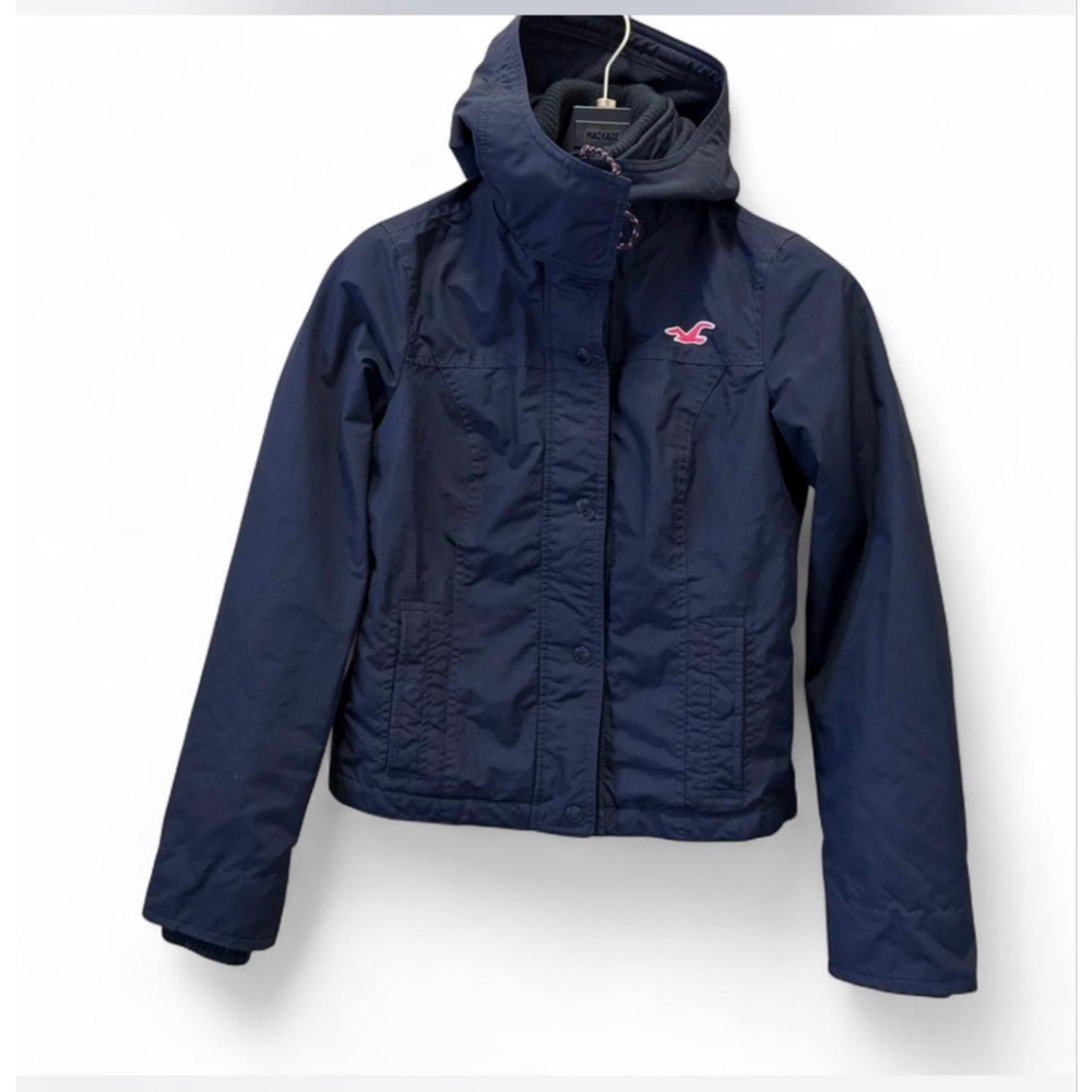 Y2K Women's Hollister Navy All-Weather Utility Jacket S with Red Lining